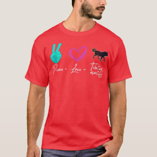 Camiseta Peace Love Tibetan Mastiff Funny Dog Owner