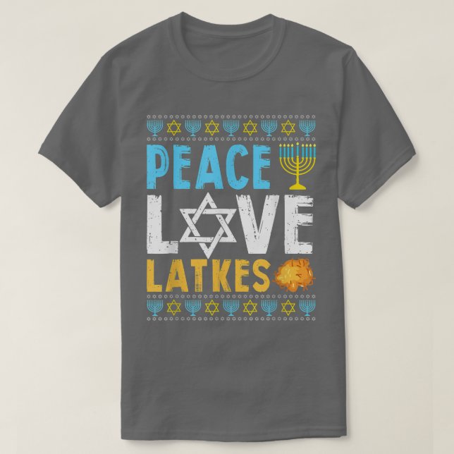 Camiseta Peace Love Trava Engraçado Hanukkah Chanukah judeu (Frente do Design)