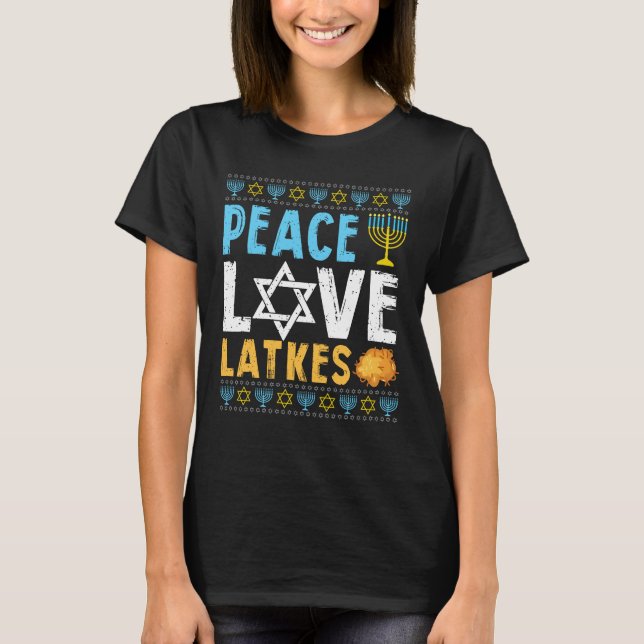 Camiseta Peace Love Trava Engraçado Hanukkah Chanukah judeu (Frente)
