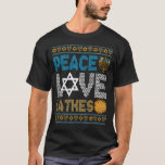 Camiseta Peace Love trava Hanukkah Chanukah judeu<br><div class="desc">Peace Love trava Hanukkah Chanukah judeu</div>