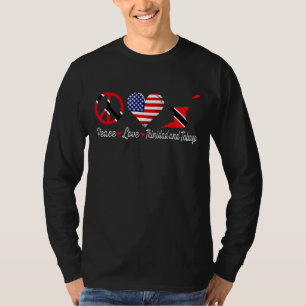 Camiseta Peace Love Trinidad e Tobago Flag Map Heart Amer