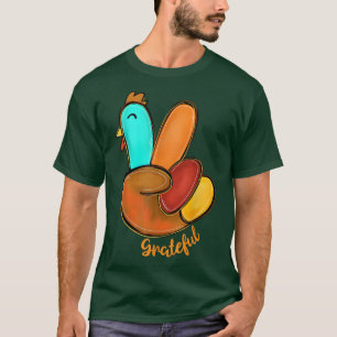 Camiseta Peace Love Turkey Grateful Turkey Hand Sign Thanks