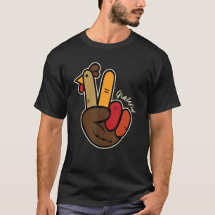 Camiseta Peace Love Turkey Grateful Turkey Sinal Obrigados