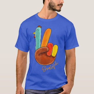 Camiseta Peace Love Turkey Grateful Turkey Sinal Obrigados