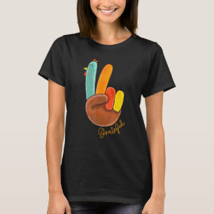 Camiseta Peace Love Turkey Grateful Turkey Sinal Obrigados