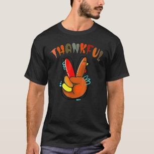 Camiseta Peace Love Turkey Grateful Turkey Sinal Obrigados