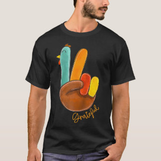 Camiseta Peace Love Turkey Grateful Turkey Sinal Obrigados