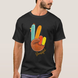 Camiseta Peace Love Turkey Grateful Turkey Sinal Obrigados