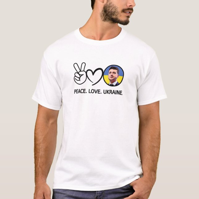 Camiseta Peace Love Ucrânia Volodymyr Zelensky Ucranianos S (Frente)