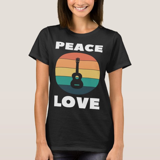 Camiseta Peace Love Ukulele Peace Loving Uke Player Retro (Frente)
