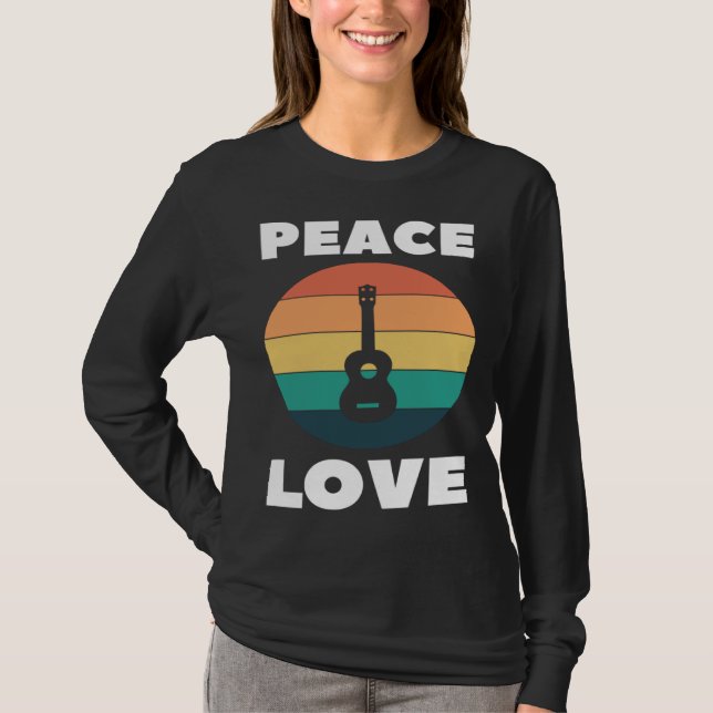 Camiseta Peace Love Ukulele Peace Loving Uke Player Retro (Frente)