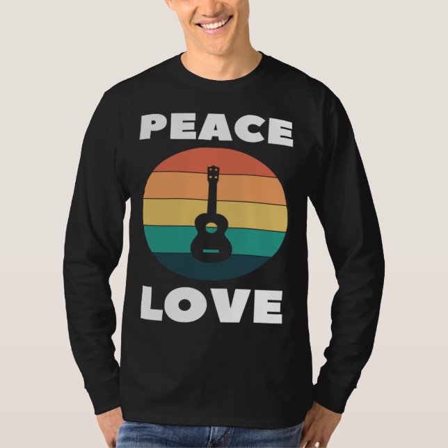 Camiseta Peace Love Ukulele Peace Loving Uke Player Retro (Frente)