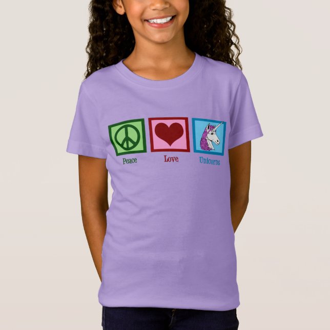 Camiseta Peace Love Unicors Kids (Frente)