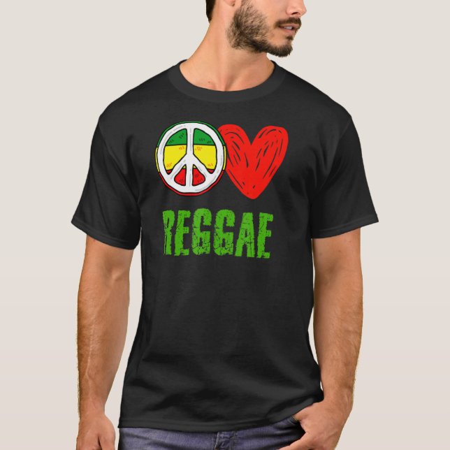 Camiseta Peace Love Unity Reggae Roots Jamaica Rasta Reggae (Frente)