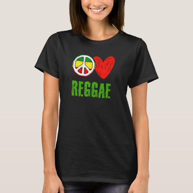 Camiseta Peace Love Unity Reggae Roots Jamaica Rasta Reggae (Frente)