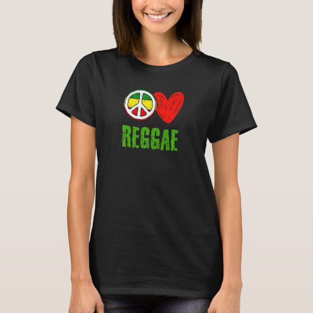 Camiseta Peace Love Unity Reggae Roots Jamaica Rasta Reggae (Frente)