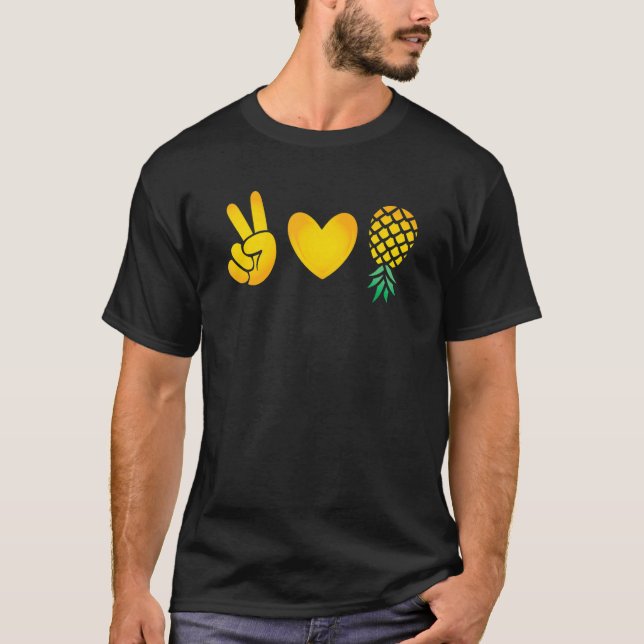 Camiseta Peace Love & Upside Down Pineapple Swinger Lifesty (Frente)