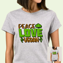 Peace Love Vegan Green Brown em