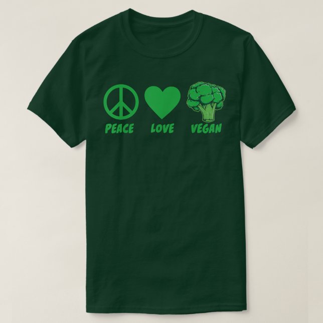 Camiseta Peace Love Vegan Vegetables for Veggies Vegamen V (Frente do Design)