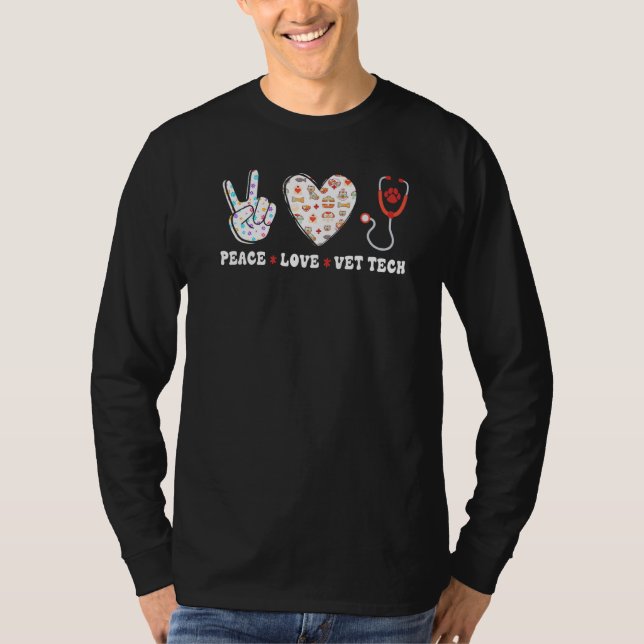 Camiseta Peace Love Vet Tech Veterinarian Veterinary Techni (Frente)