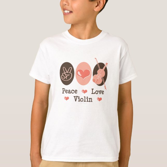 Camiseta Peace Love Violin Kids (Frente)