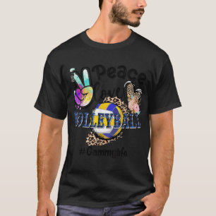 Camiseta Peace Love Voleibol Gammy Life Mãe Avó Leopa