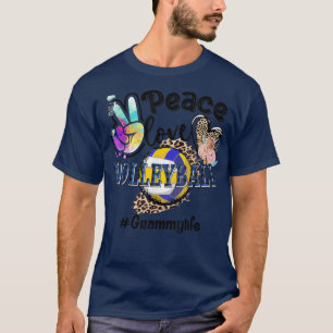 Camiseta Peace Love Voleibol Life Mãe Avó Leop