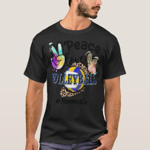 Camiseta Peace Love Voleibol Nannie Life Mãe Avó Leop