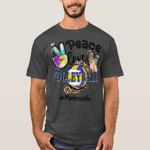 Camiseta Peace Love Volleyball Mima Life Mom Grandma Leopar