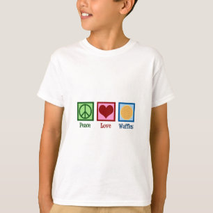 Camiseta Peace Love Waffles Cute Kids