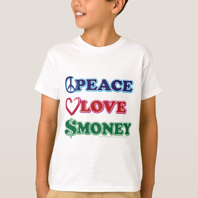 Camiseta Peace-Love-Wall-Money (Frente)