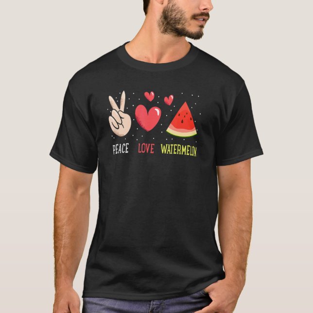 Camiseta Peace Love Watermelon Happy Watermelon Day Fruit M (Frente)