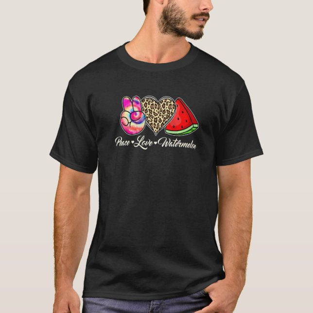 Camiseta Peace Love Watermelon Happy Watermelon Day Fruta M (Frente)