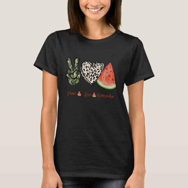 Camiseta Peace Love Watermelon Happy Watermelon Day Fruta M (Frente)