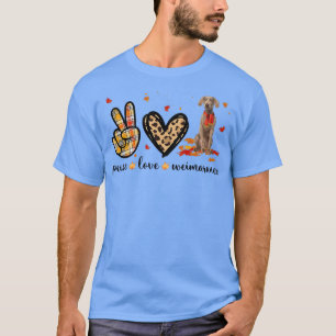 Camiseta Peace Love Weimaraner Scarf Leopard outono