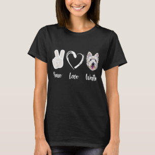 Camiseta Peace Love Westie West Highland White Terrier Gift