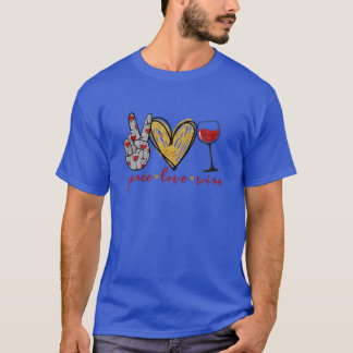 Camiseta Peace Love Wine Funny Wine Lover Drinking Team