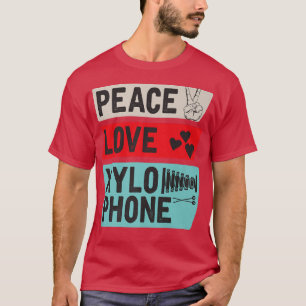 Camiseta Peace Love Xylophone Piano Music Players Marching