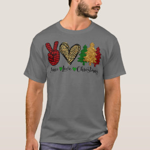 Camiseta Peace Lover Christmas Plaid Peace Sign Xmas Tree P