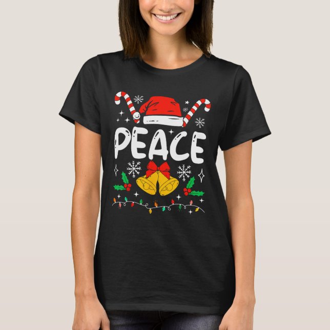 Camiseta Peace Matching I Come In Peace Couples Santa Hat C (Frente)