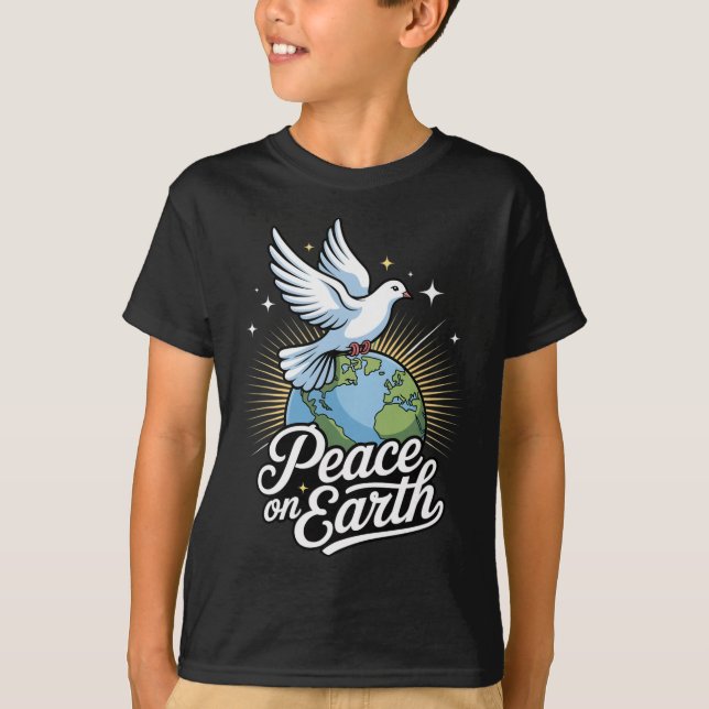 Camiseta Peace On Earth Dove And Globe Faith Christmas  (Frente)
