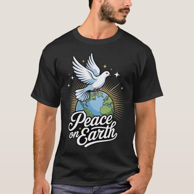 Camiseta Peace On Earth Dove And Globe Faith Christmas  (Frente)