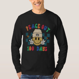 Camiseta Peace Out 100 Days of School Retro Groovy Kinderga