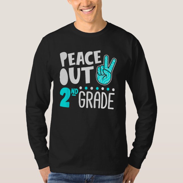 Camiseta Peace Out 2nd Grade Graduation Last Day School Boy (Frente)