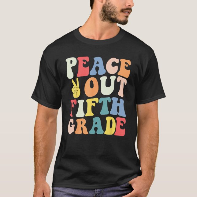 Camiseta Peace Out 5th Grade Retro Pastel Happy Last Day Ou (Frente)