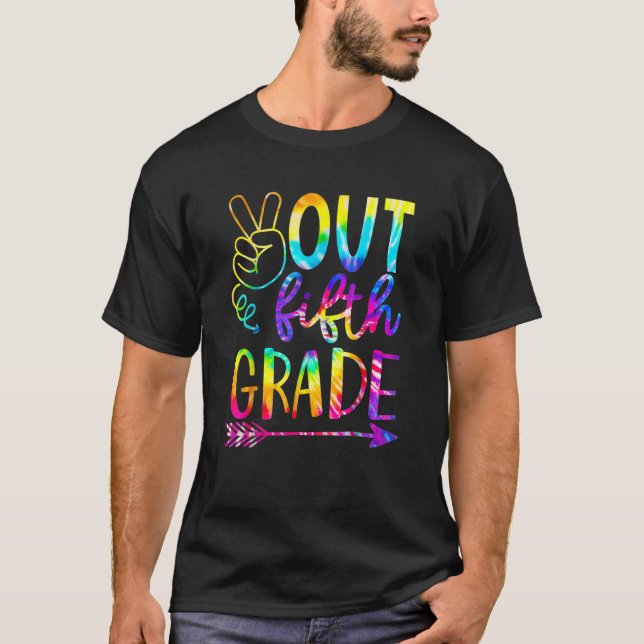 Camiseta Peace Out 5th Grade Tie Dye Graduation Last Day Of (Frente)
