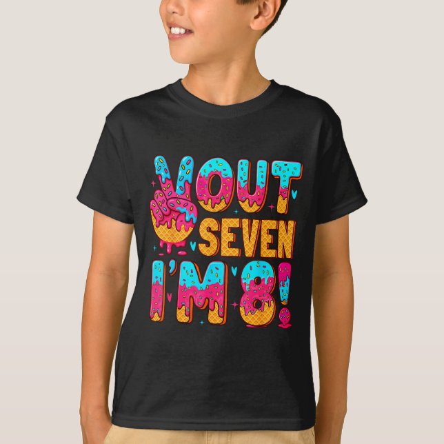 Camiseta Peace Out 7 I'm 8 Eight Year Old 8th Birthday Ice  (Frente)