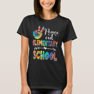 Camiseta PEACE Out Elementar School No Dia Passado do Verão