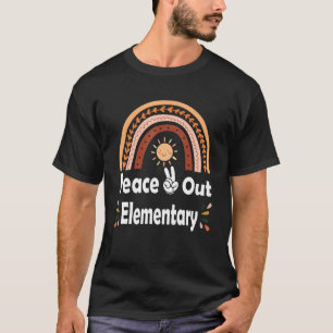 Camiseta Peace Out Elementary Rainbow Boho Graduado Legal