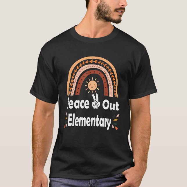Camiseta Peace Out Elementary Rainbow Boho Graduado Legal (Frente)